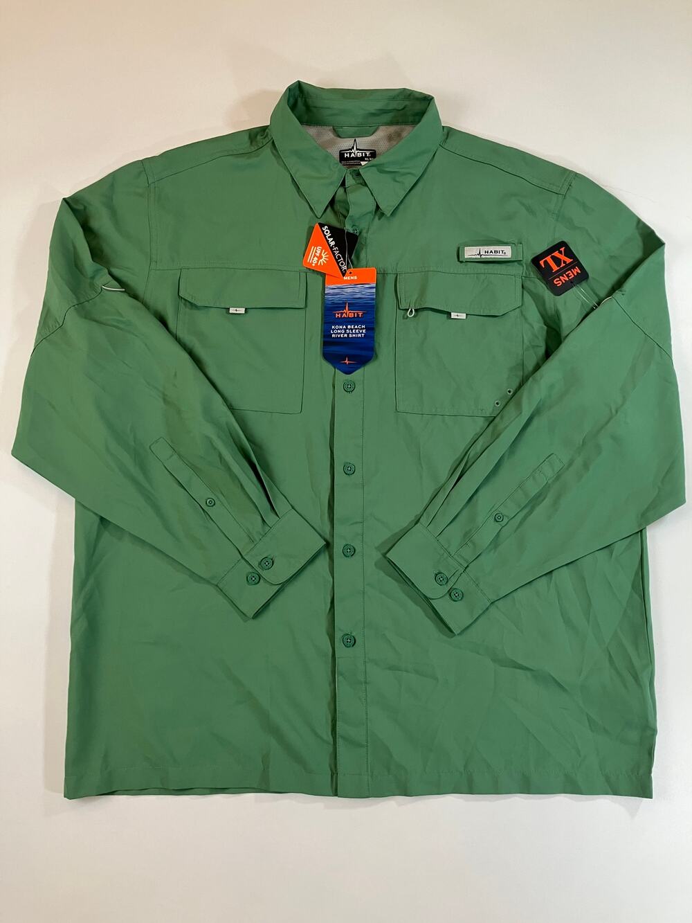 Habit Kona Beach River Shirt Men XL Frosty Spruce UPF 40 Fishing Shirt NWT
